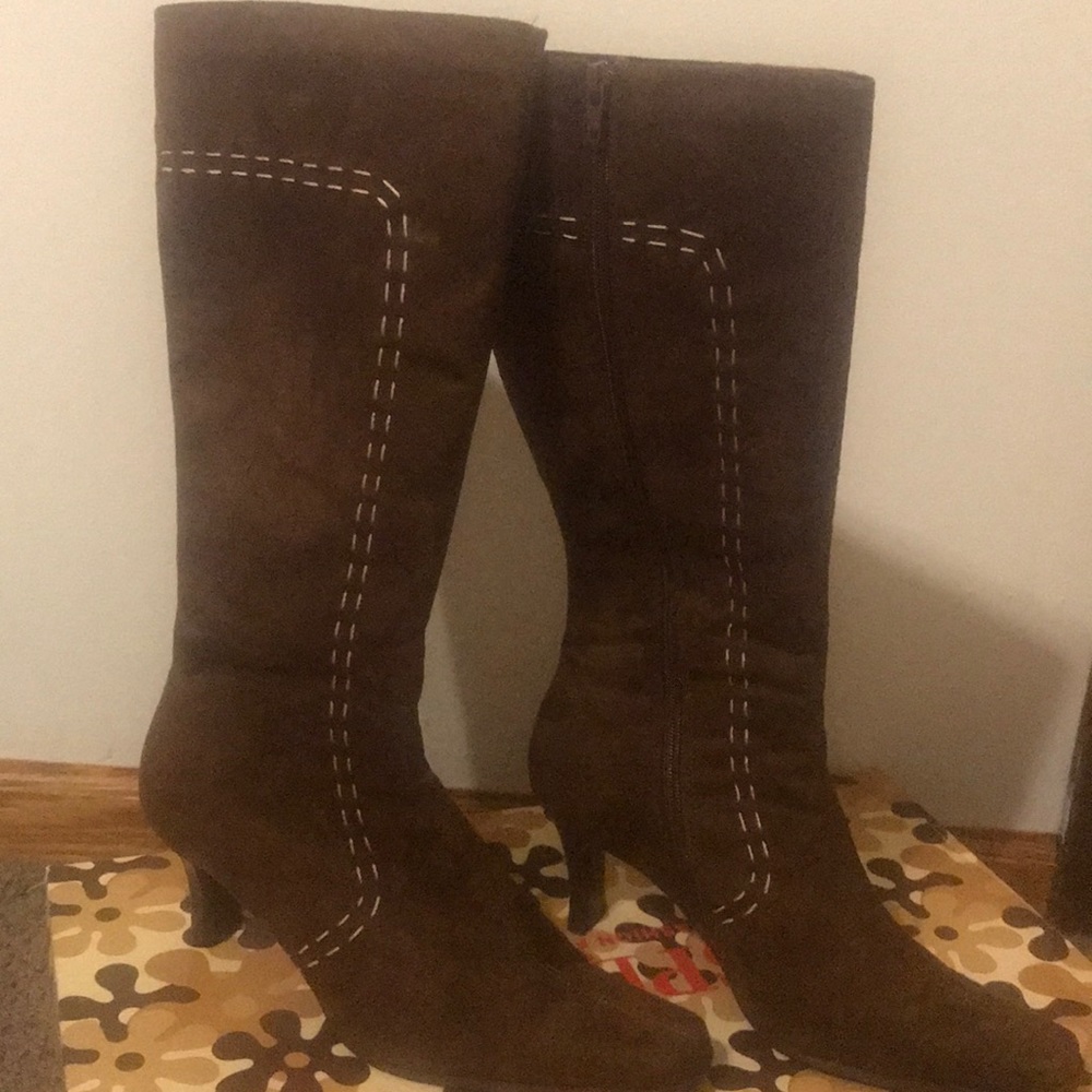 Brown suede boots